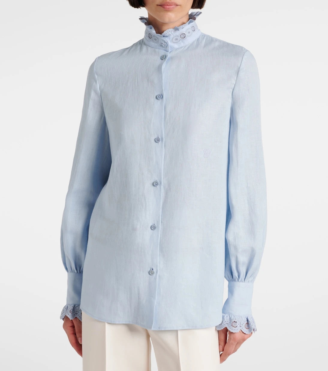 Valentino - Broderie anglaise linen blouse