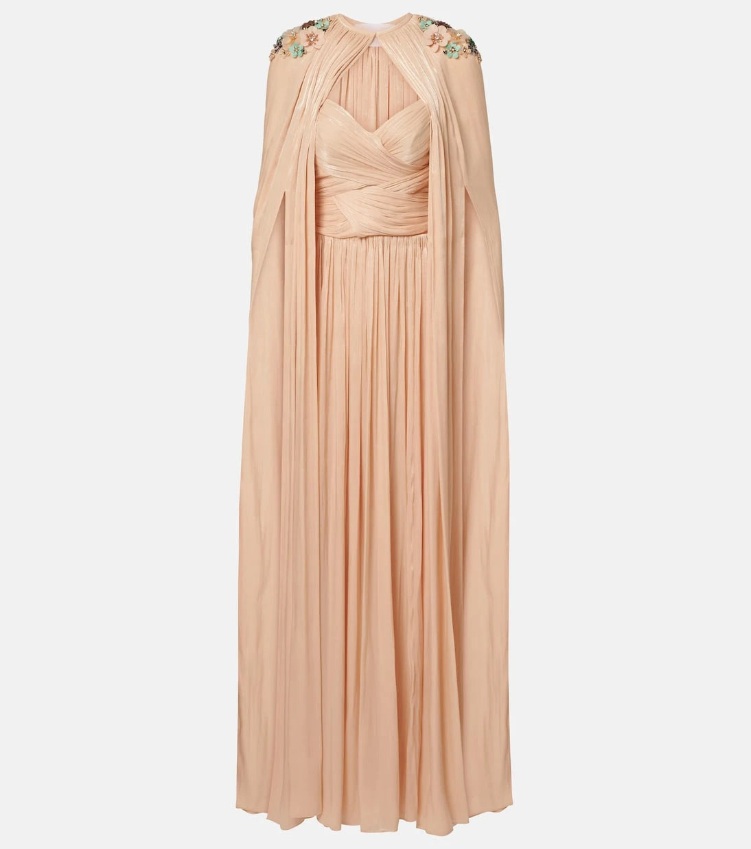 Costarellos - Sireen caped embellished georgette gown
