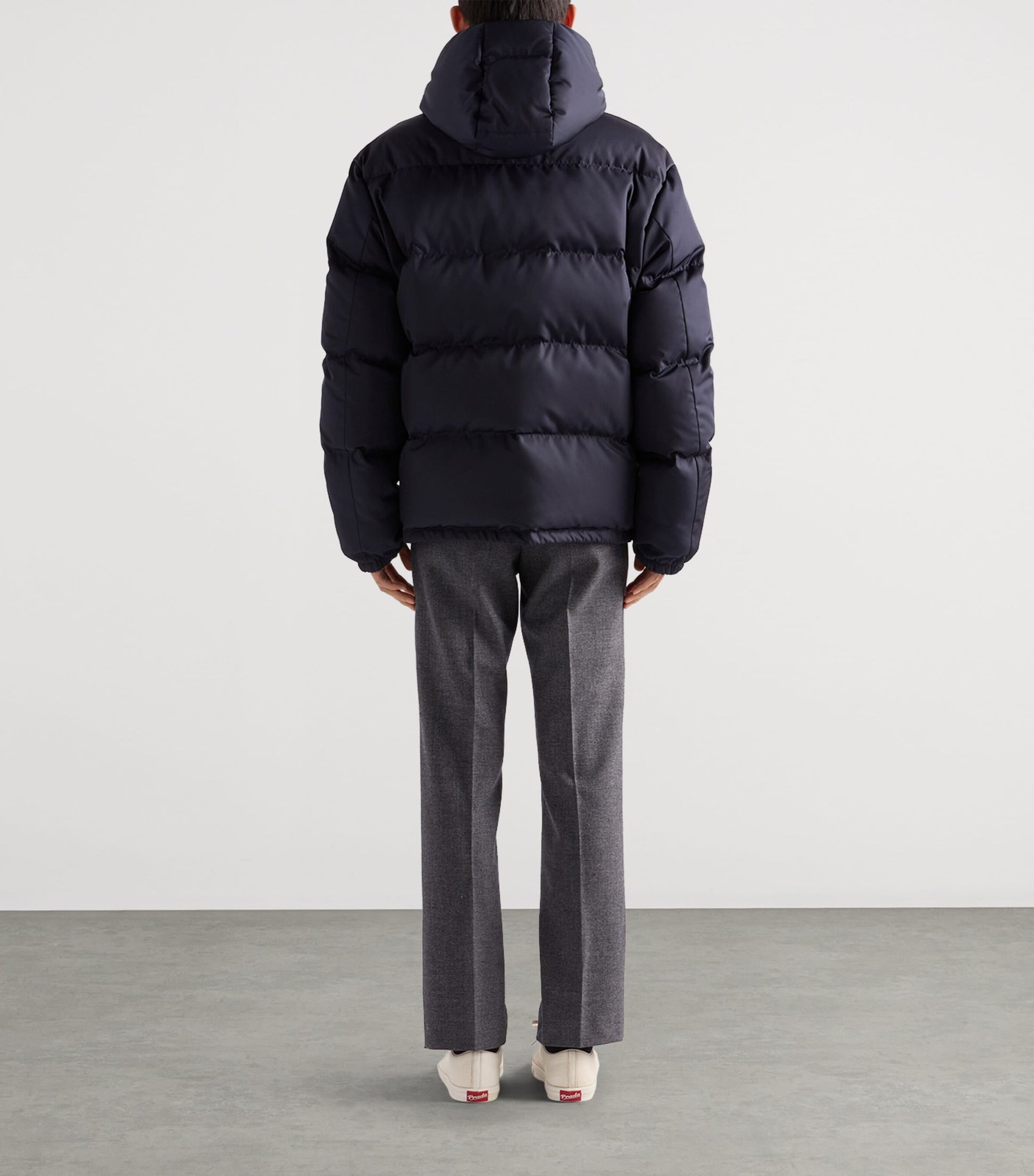 Prada Blue Re-Nylon Logo Puffer Jacket