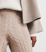 Soft Goat Ivory Cashmere Cable-Knit Sweatpants