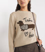 Weekend Max Mara Beige Jacquard Dog Sweater
