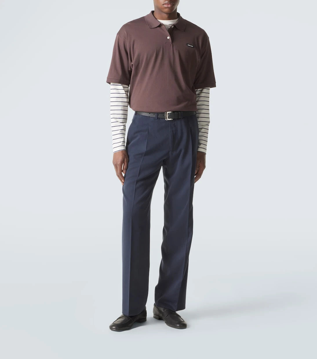 Miu Miu - Layered striped cotton polo shirt