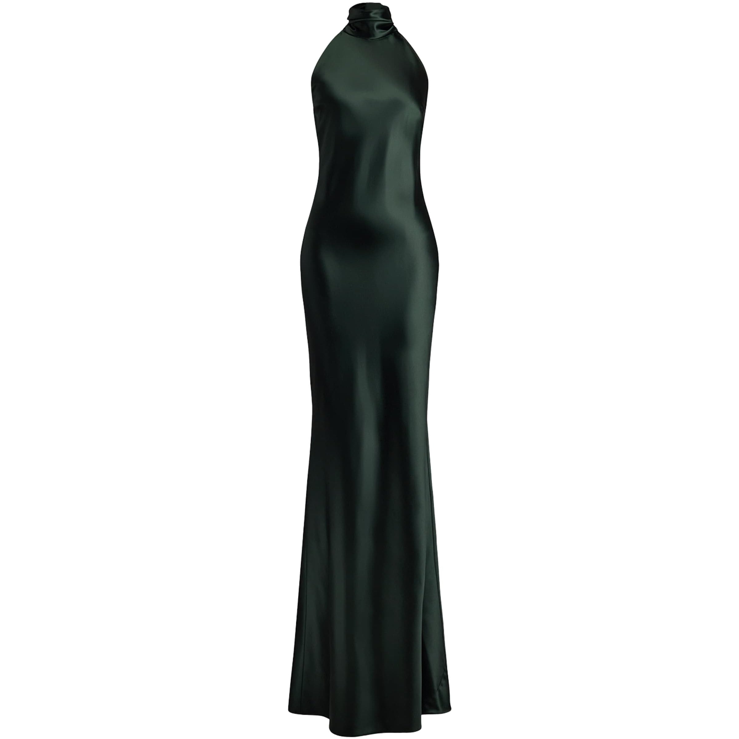 Green Satin Halterneck Dress