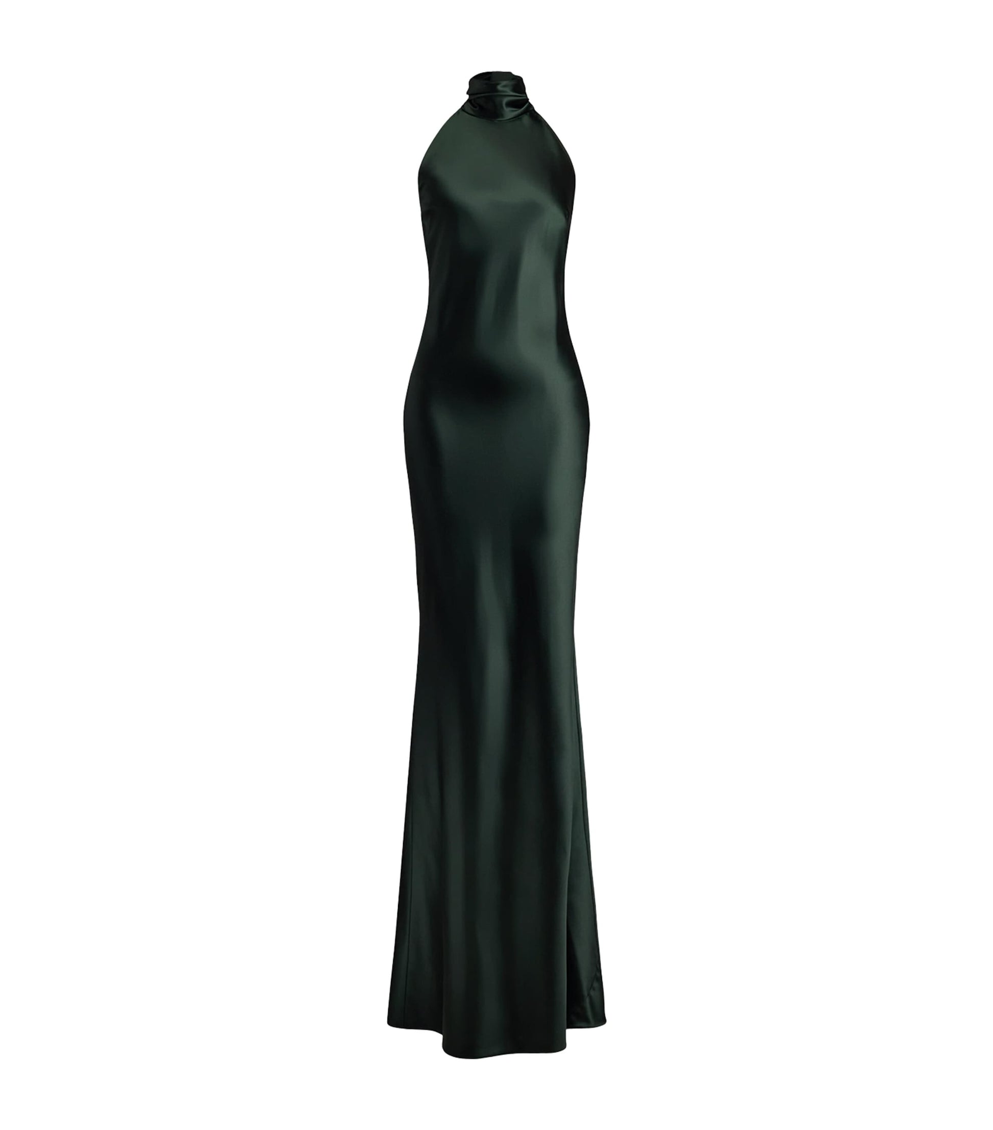 Green Satin Halterneck Dress