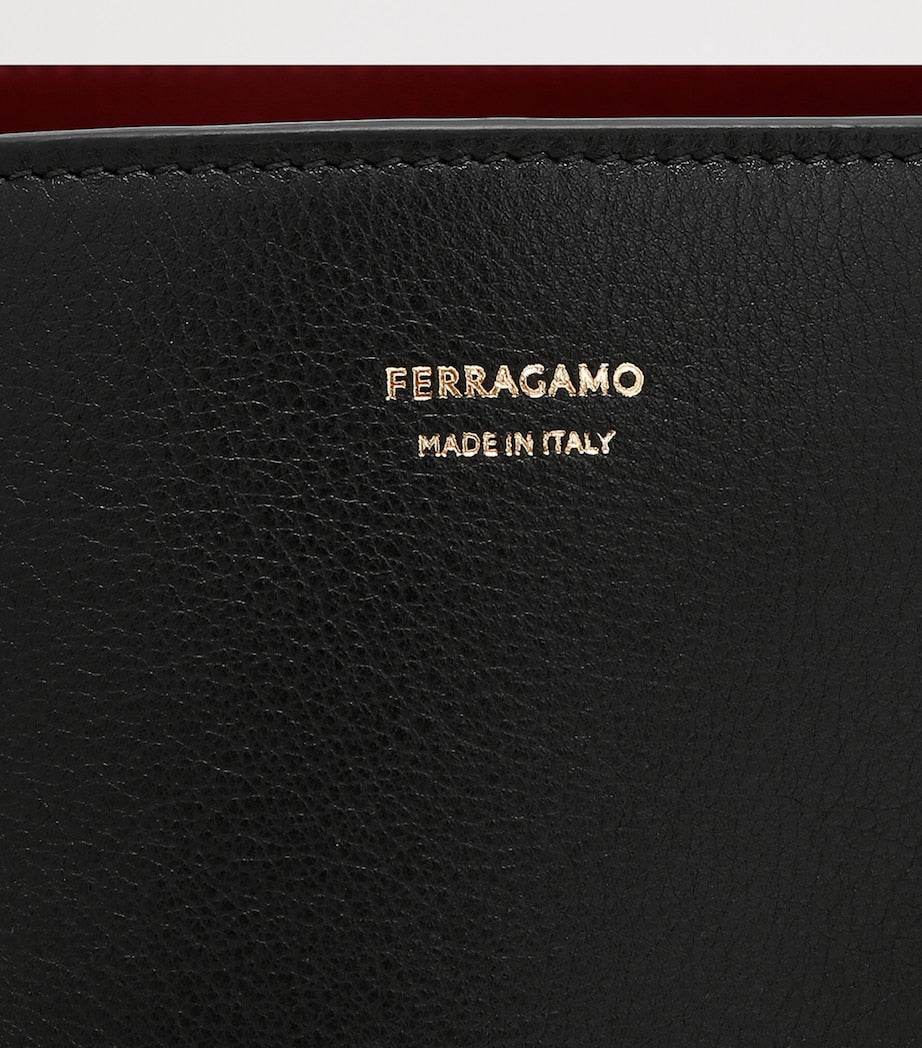 Salvatore Ferragamo Black Leather Hug Soft Shoulder Bag