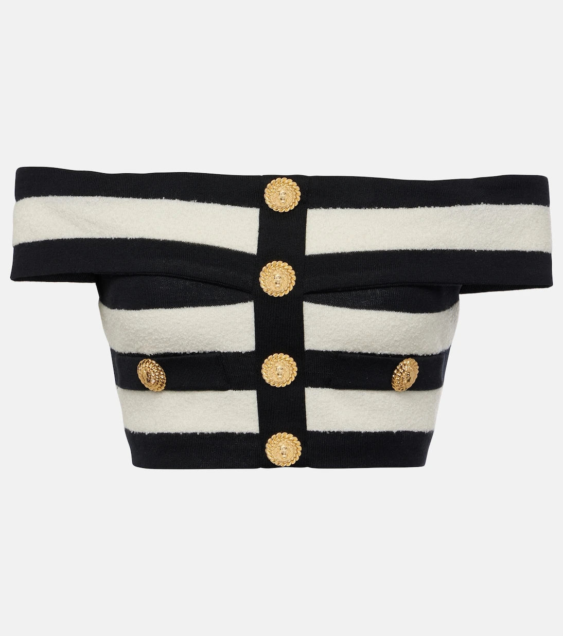 Balmain - Striped off-shoulder crop top