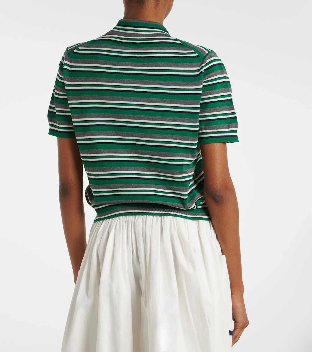 Prada - Striped cotton and silk polo shirt