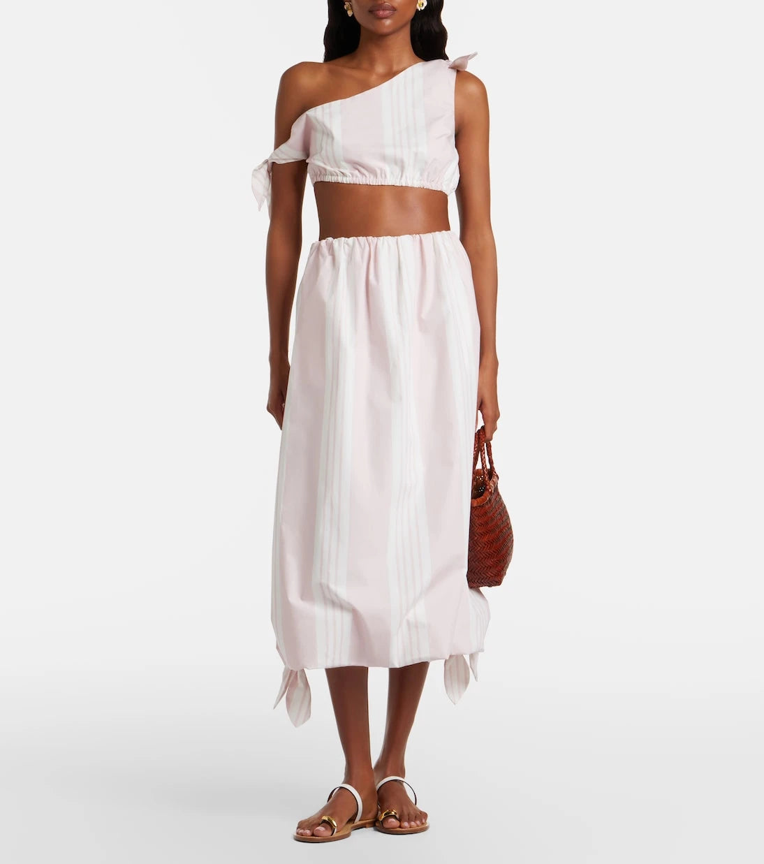 Posse - Rosie striped cotton midi skirt