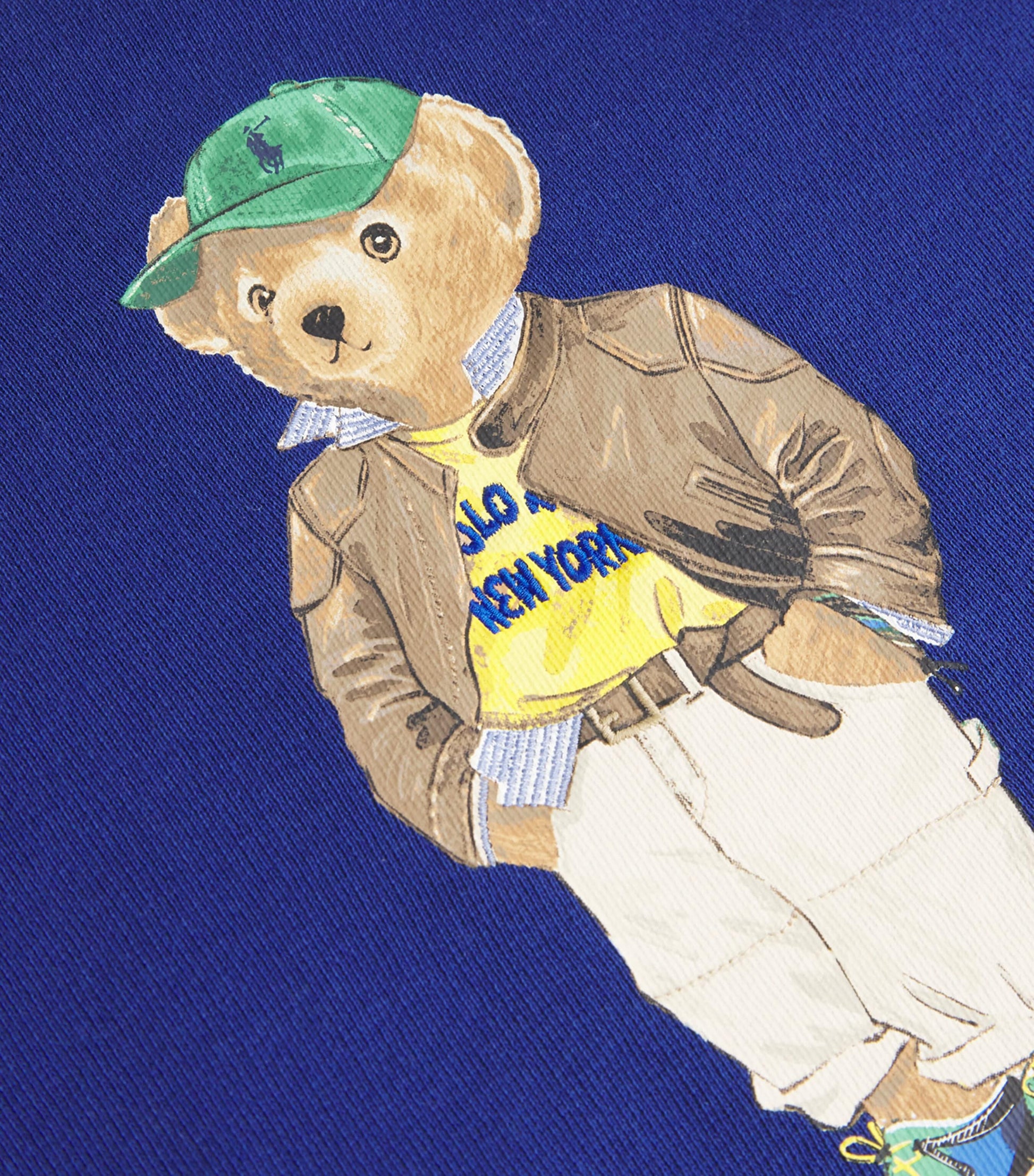 Blue Cotton-Blend Polo Bear Sweatshirt