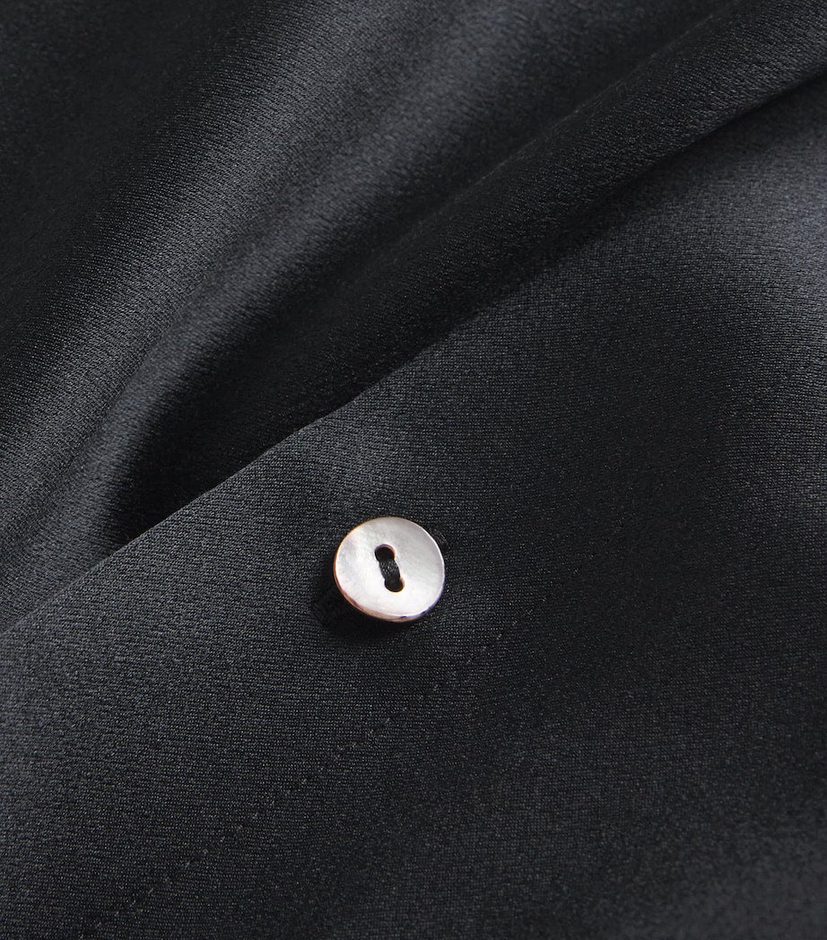 Vince Black Ruched-Back Button-Up Blouse