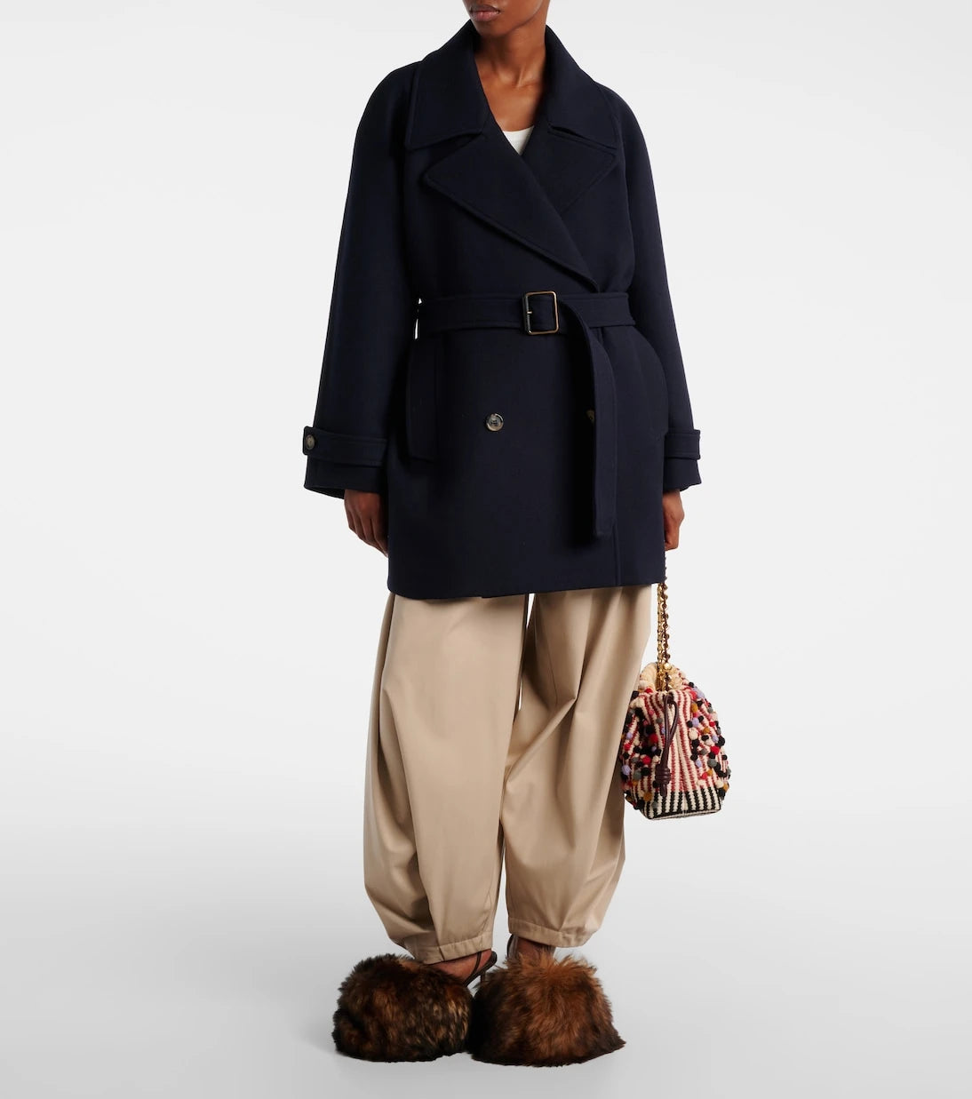 Loewe - Belted double-breasted wool coat