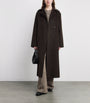 Sandro Paris Brown Wool Leather-Collar Coat