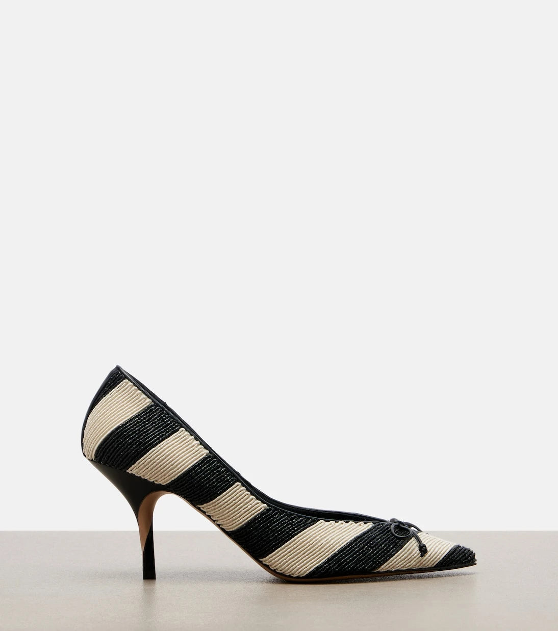Jacquemus - Tourni striped raffia-effect pumps