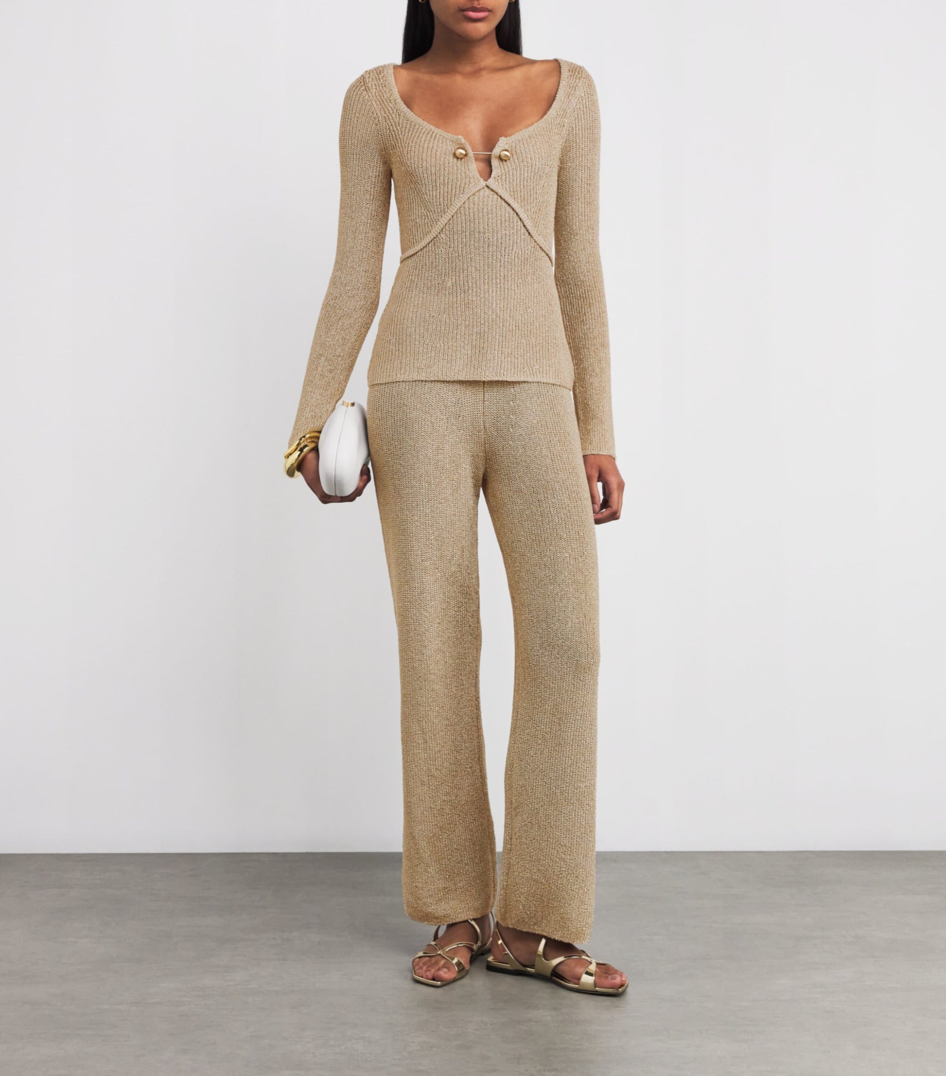 Beige Knitted Lawena Trousers