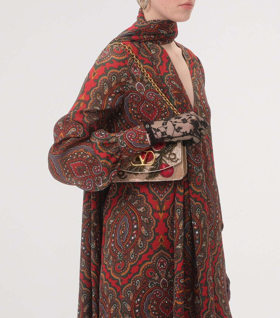 Valentino Garavani Multi Small Silk Vain Cherry Clutch Bag