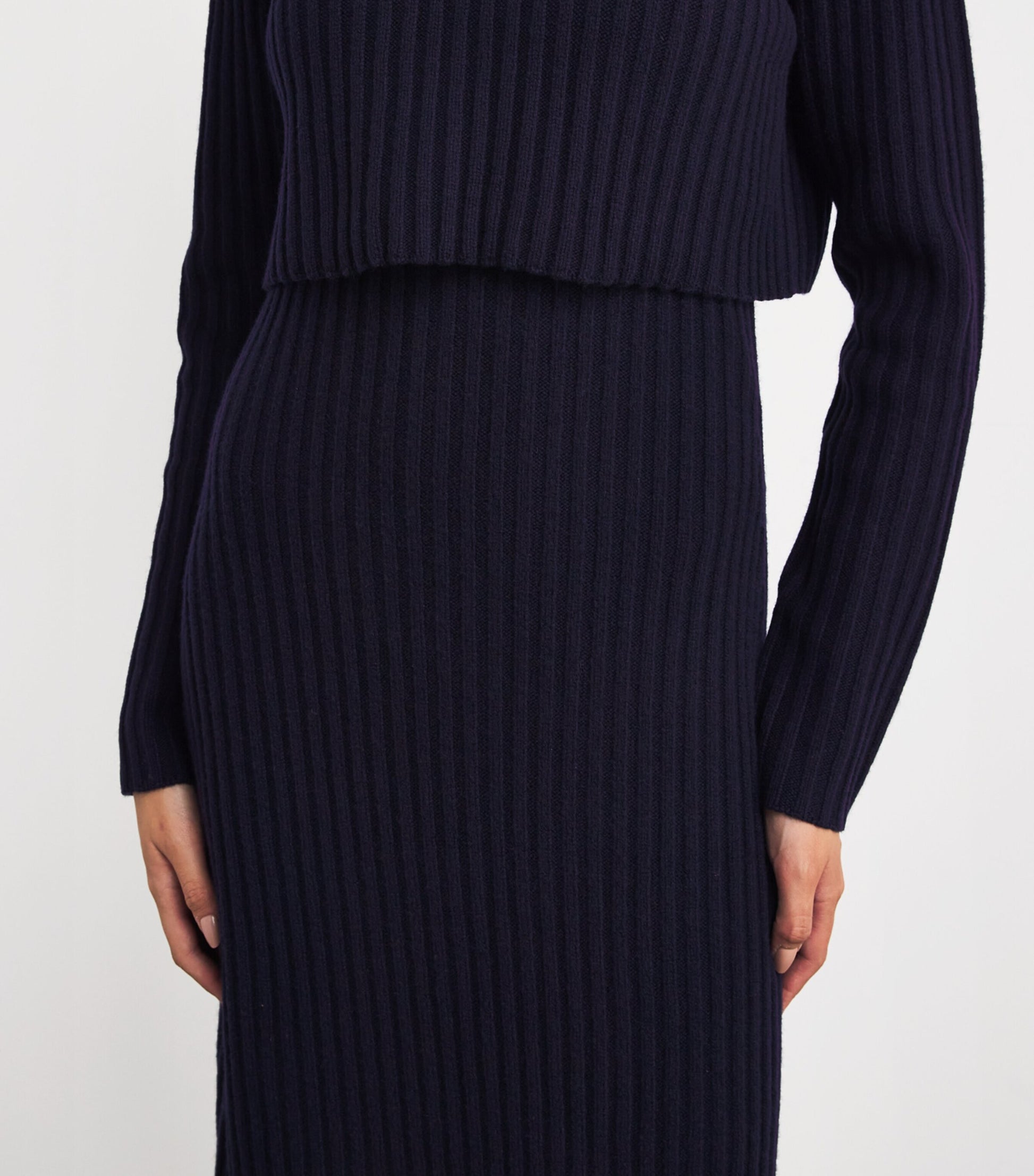 Wool Ribbed Maxi Dress NAVY