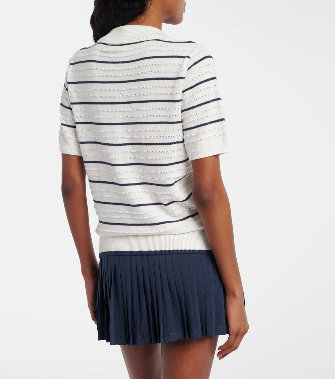 Varley - Wren striped cotton-blend polo shirt