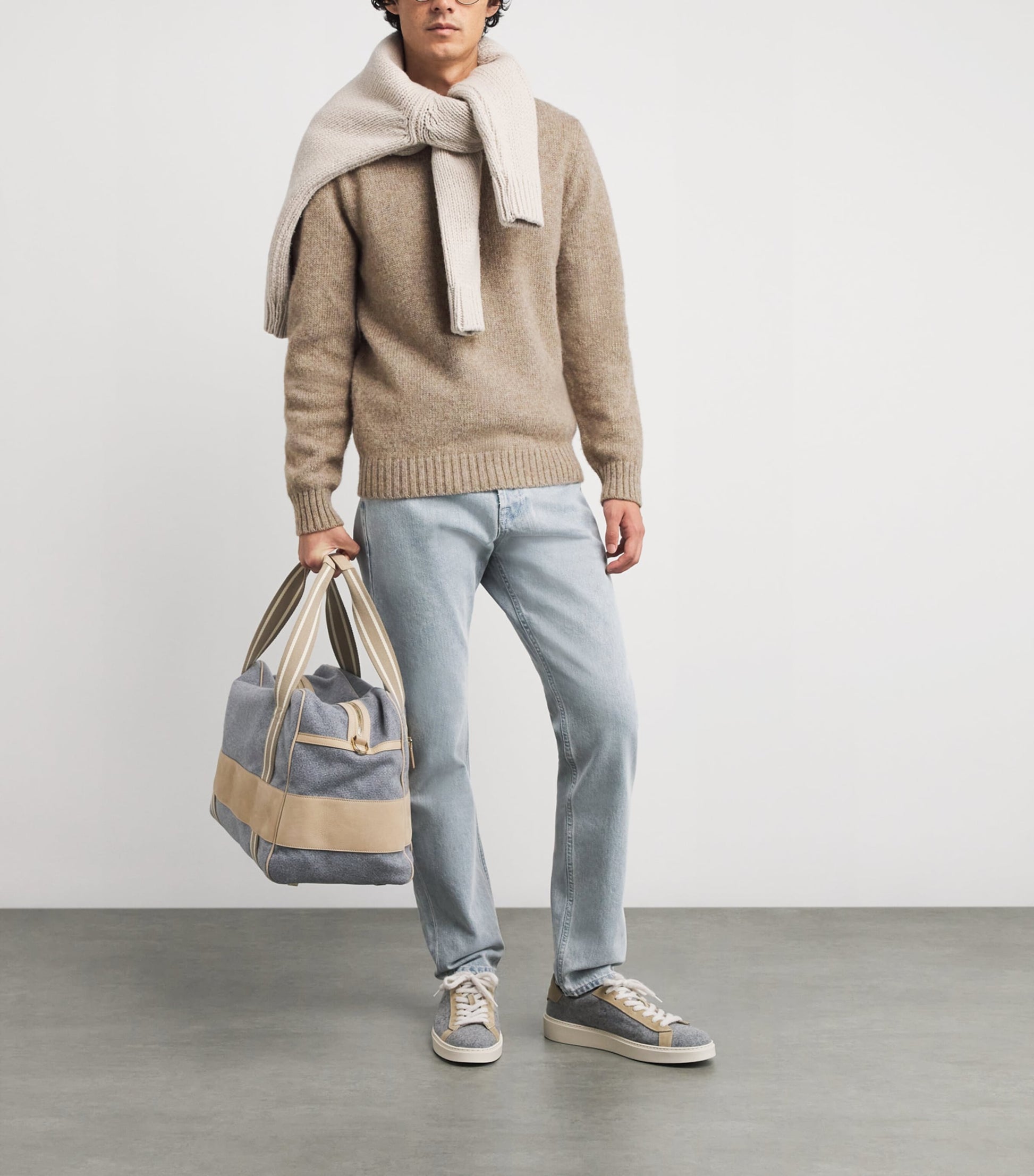 Eleventy Grey Wool Crew-Neck Sweater