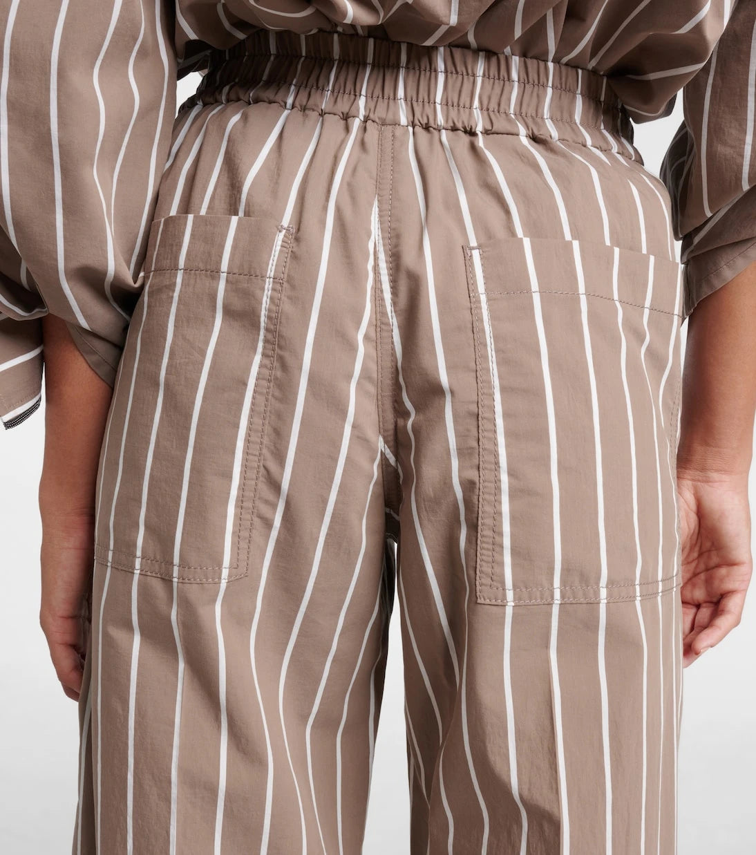 Brunello Cucinelli - Striped cotton-blend wide-leg pants