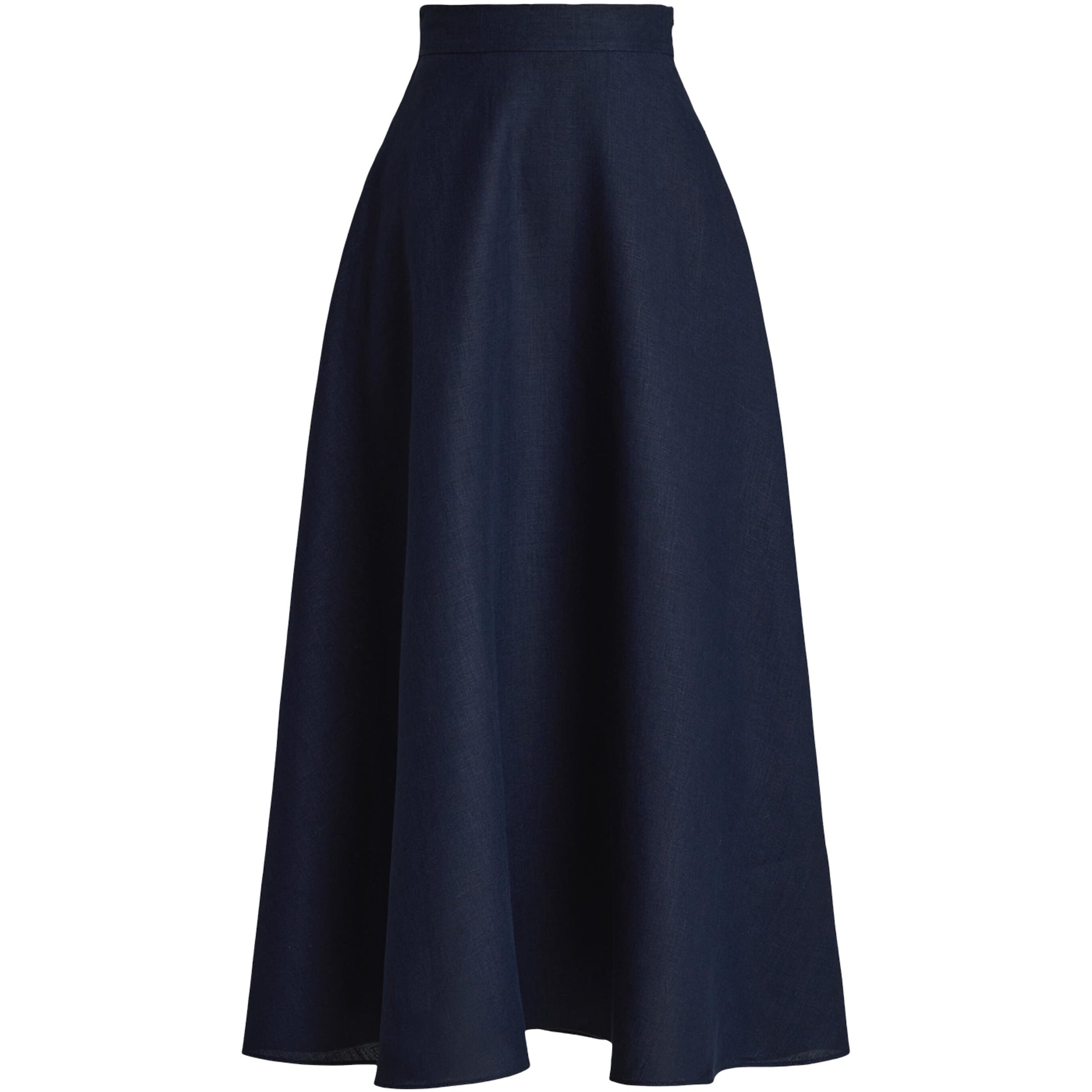 Navy Linen Erica Midi Skirt