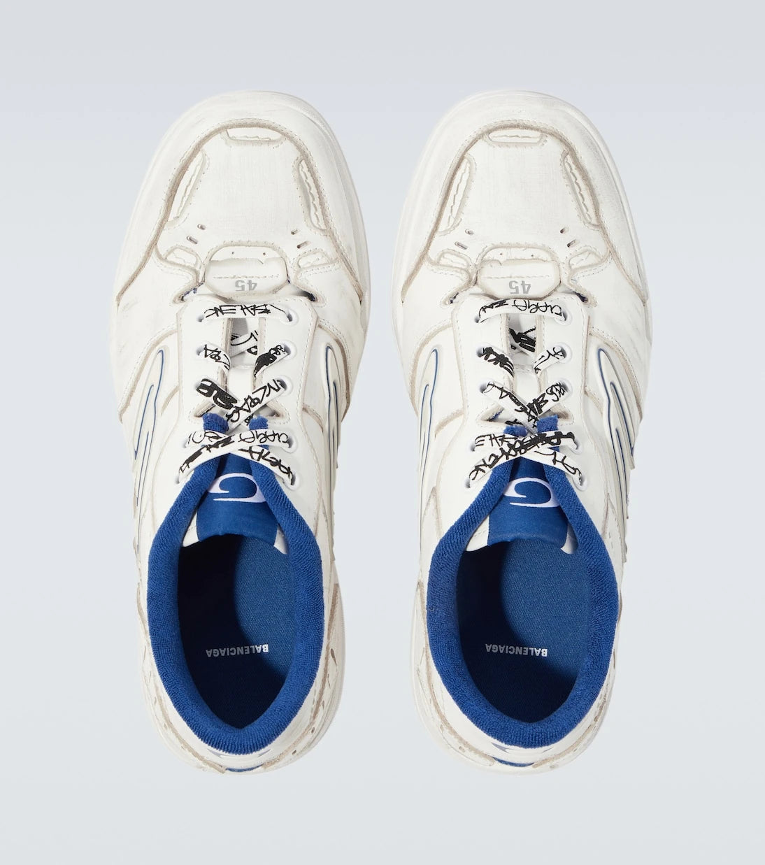 Balenciaga - Hamptons distressed leather sneakers