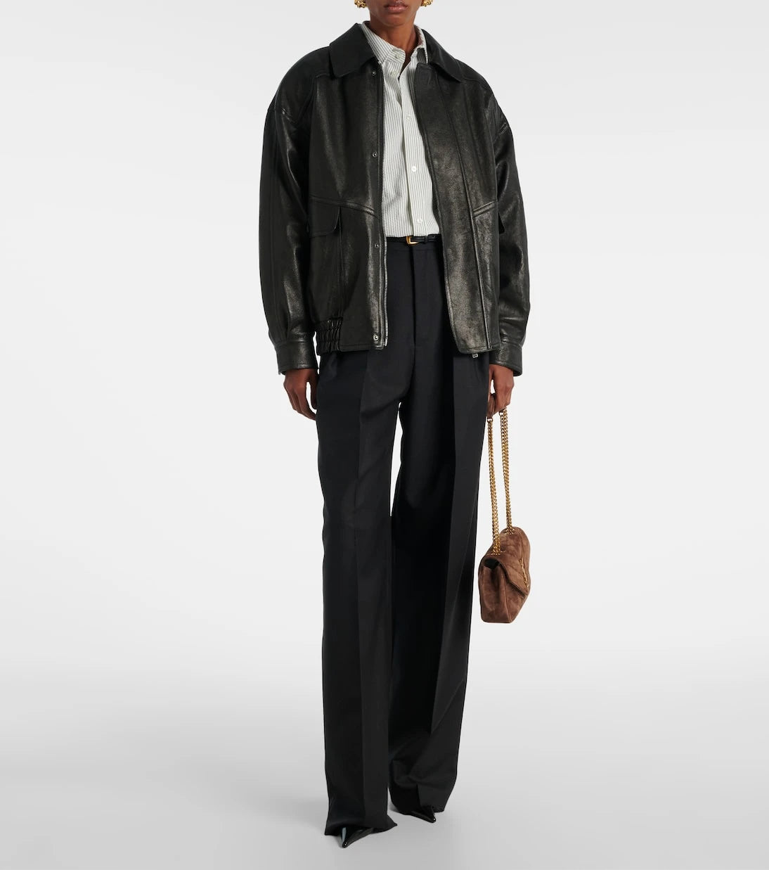 Saint Laurent - Wool and mohair wide-leg pants
