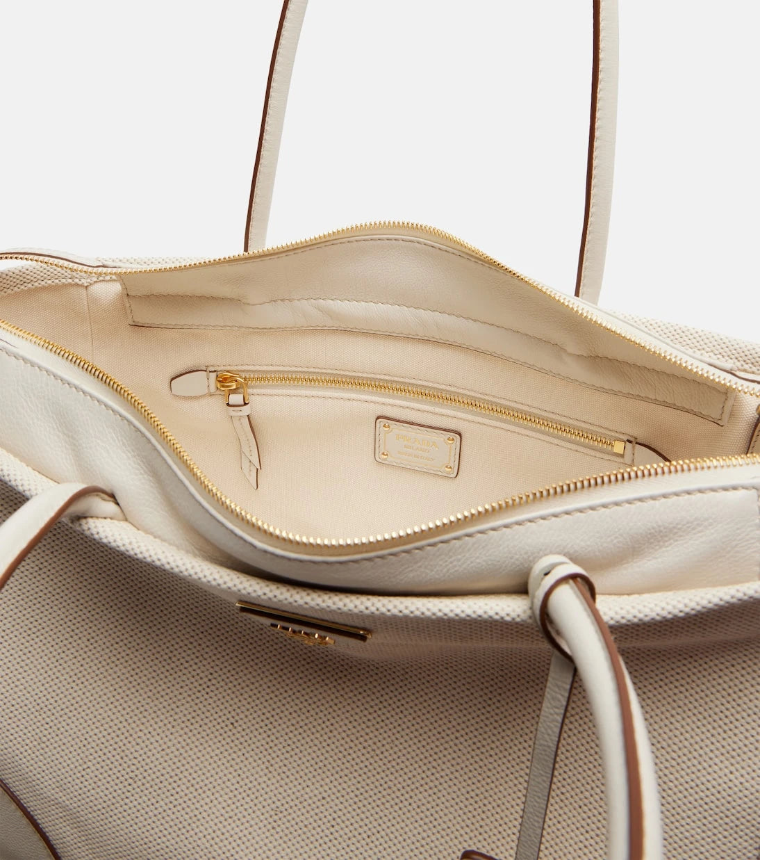 Prada - Large leather-trimmed tote bag
