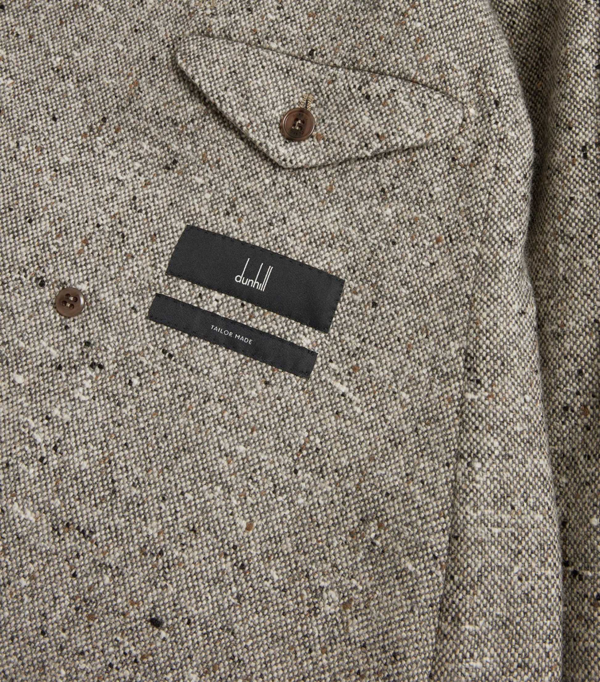 Grey Cashmere Donegal Tweed Double-Breasted Overcoat