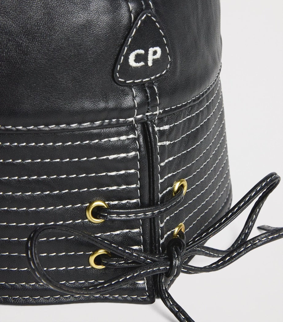 Claudie Pierlot Black Leather Bucket Hat