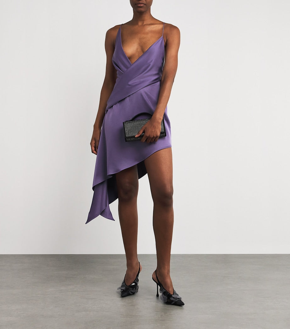 Alex Perry Purple Satin Asymmetric Mini Dress