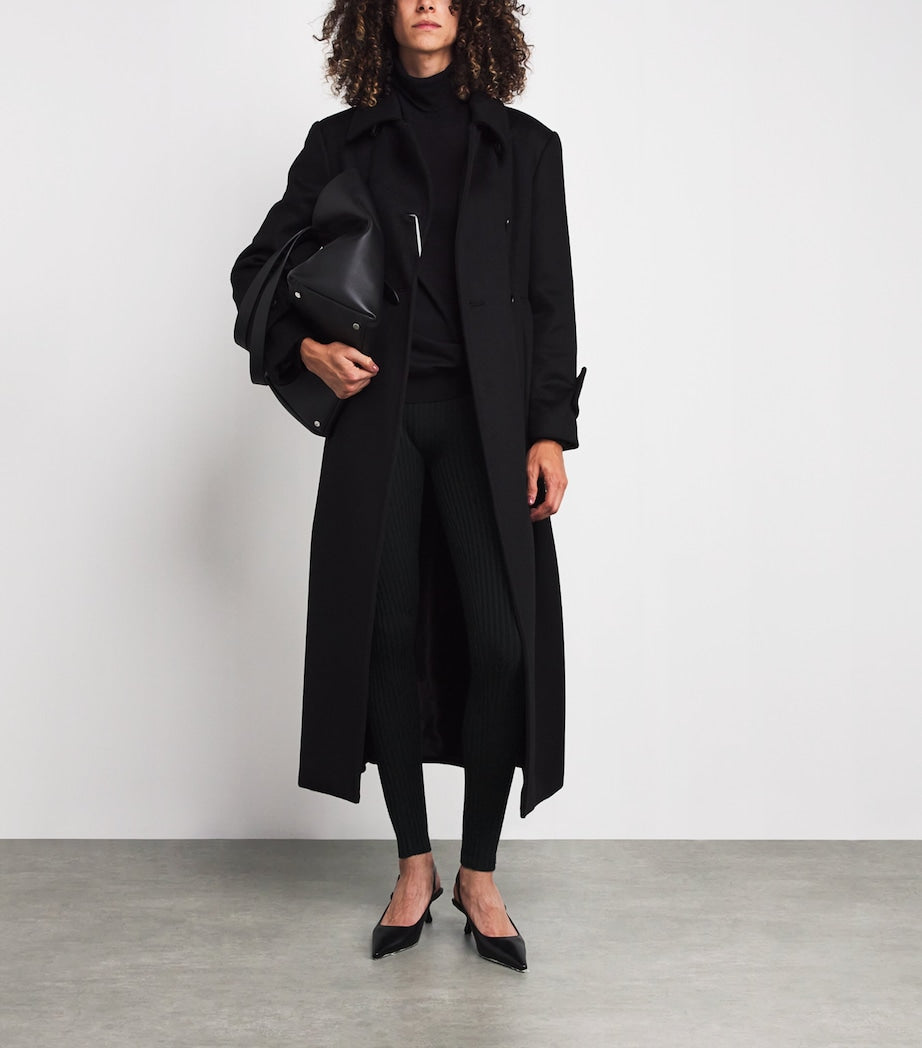 Max Mara Black Wool-Blend Rib-Knit Leggings