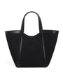 Small Canvas-Leather Embossed Tote Bag BLACK
