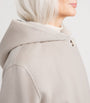 Beige Hooded Mink Fur-Trim Coat