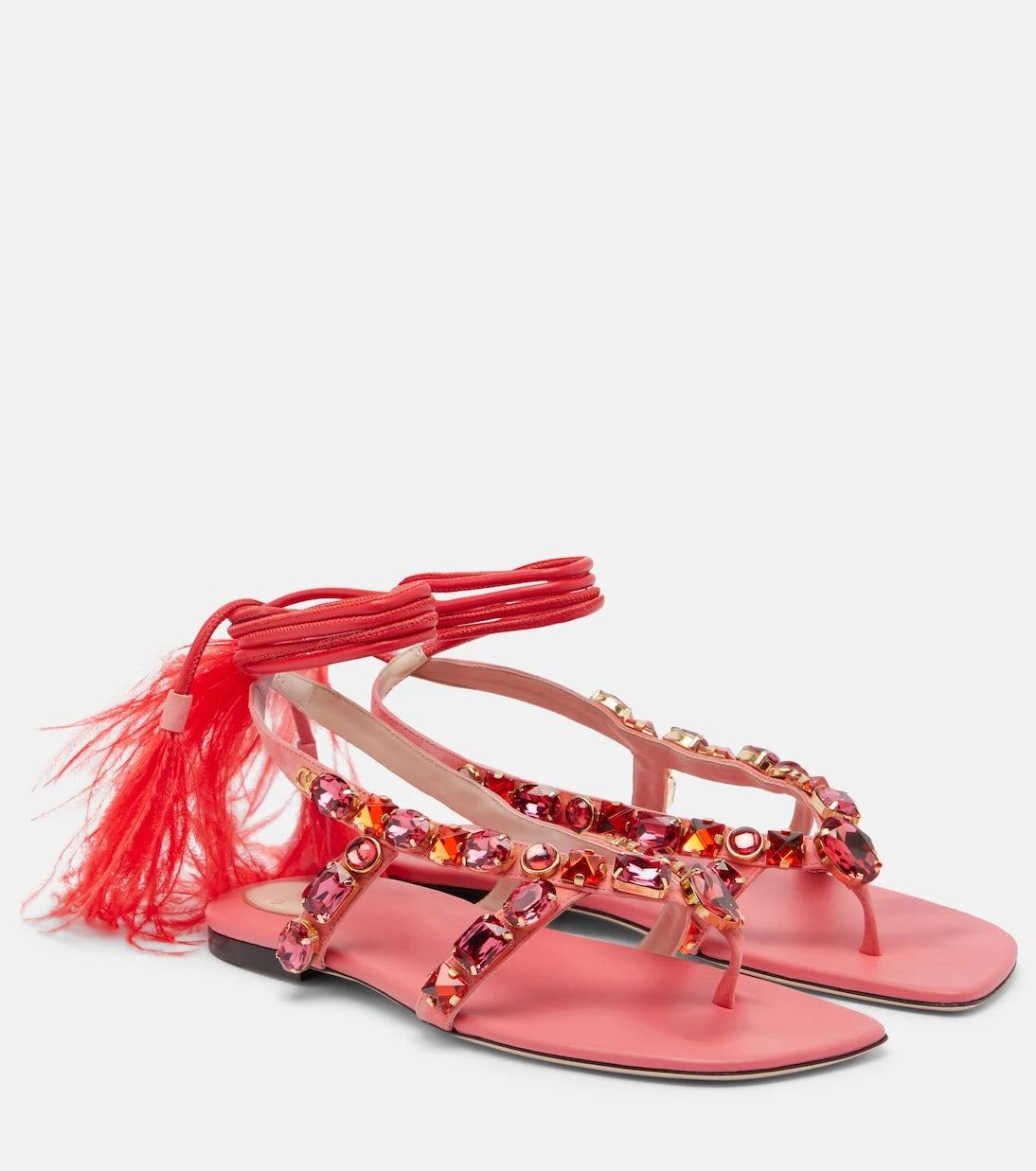Valentino Garavani - Embellished suede thong sandals
