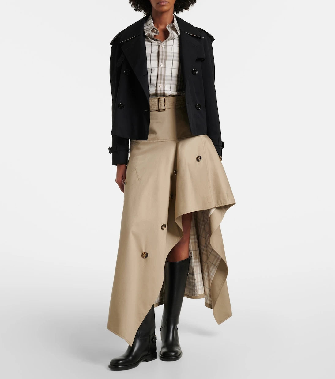 Burberry - Heather asymmetric cotton midi skirt