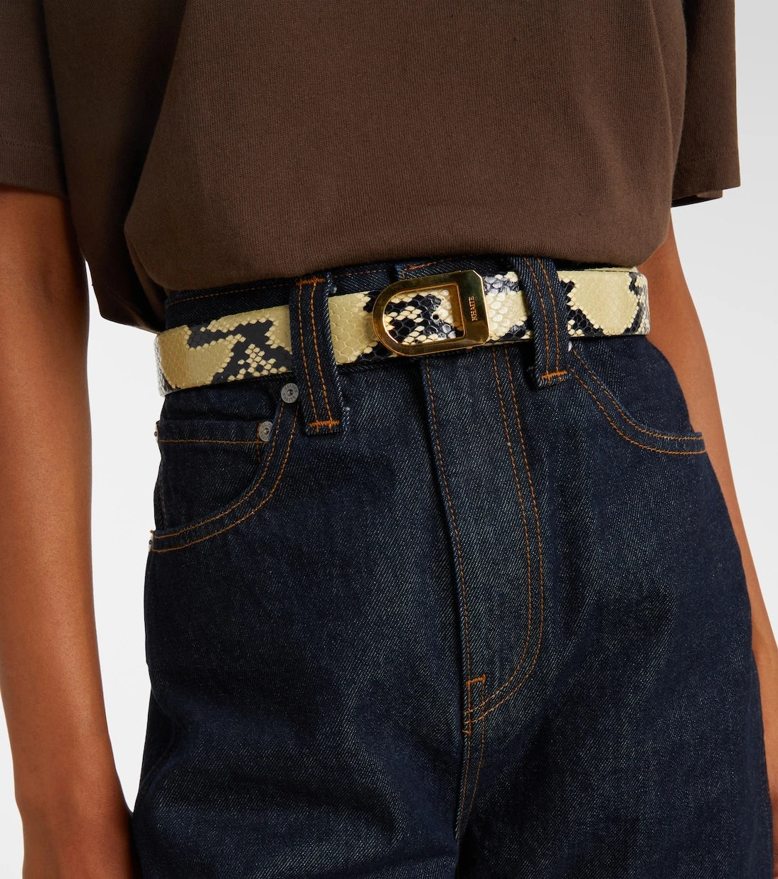 Khaite - Saddle 30mm snake-effect leather belt