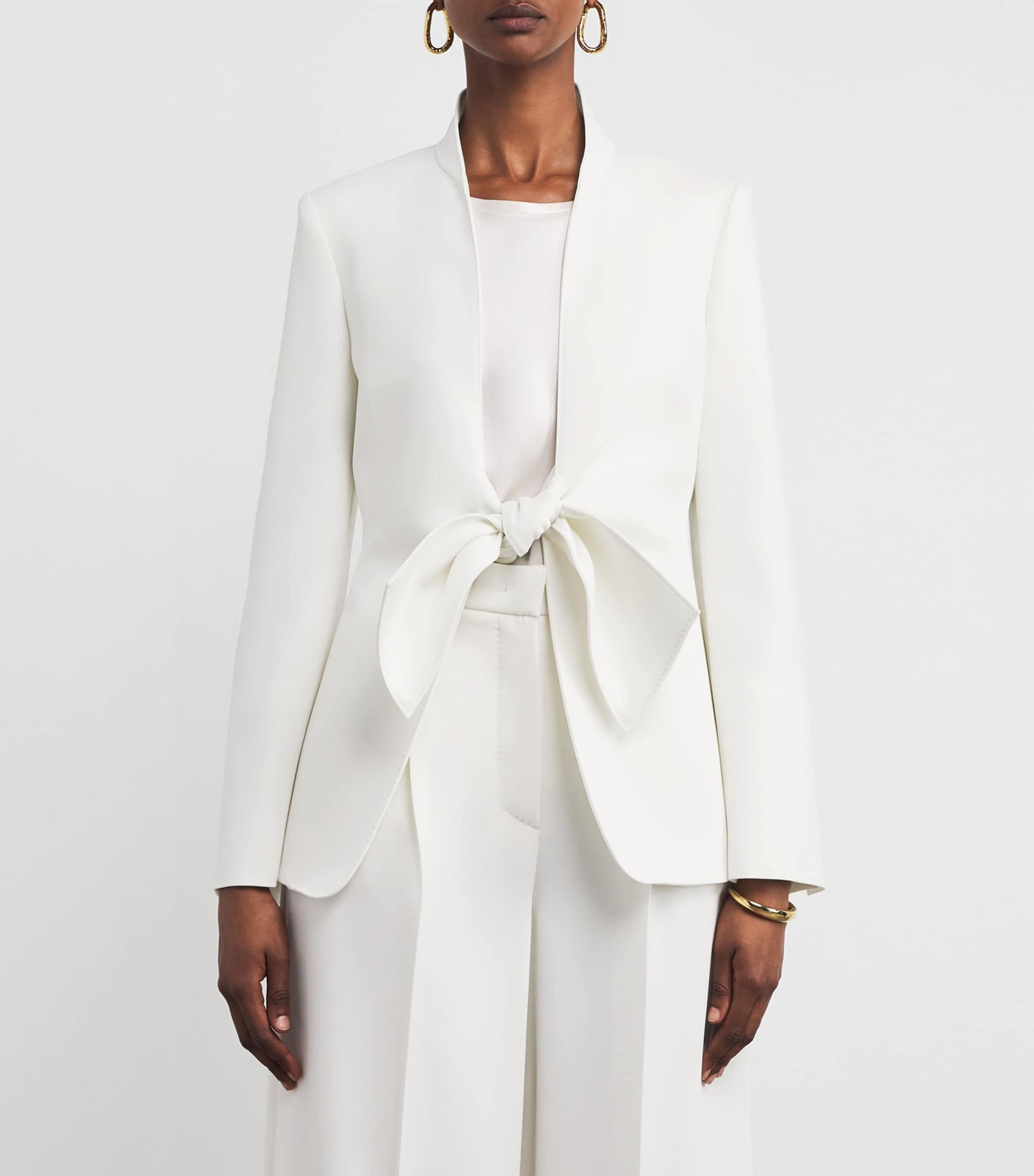White Cady Tie-Waist Blazer