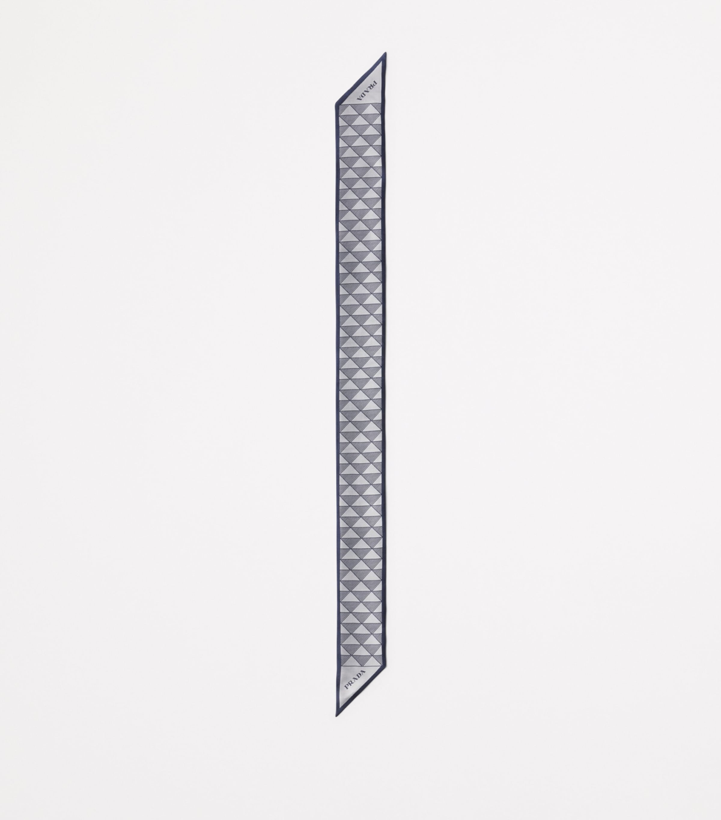 Blue Silk Triangle Skinny Scarf