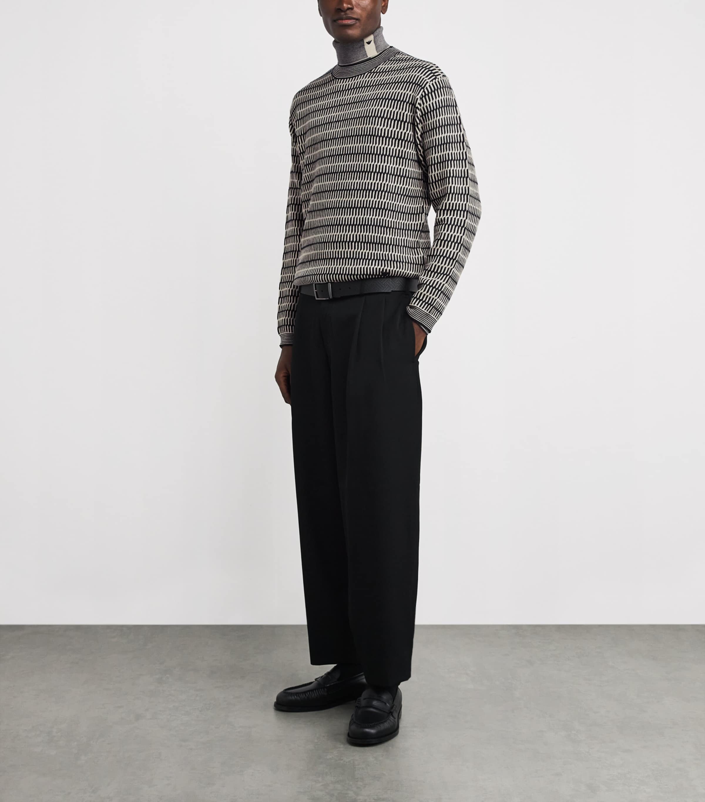 Emporio Armani Multi Virgin Wool Geometric Jacquard Sweater