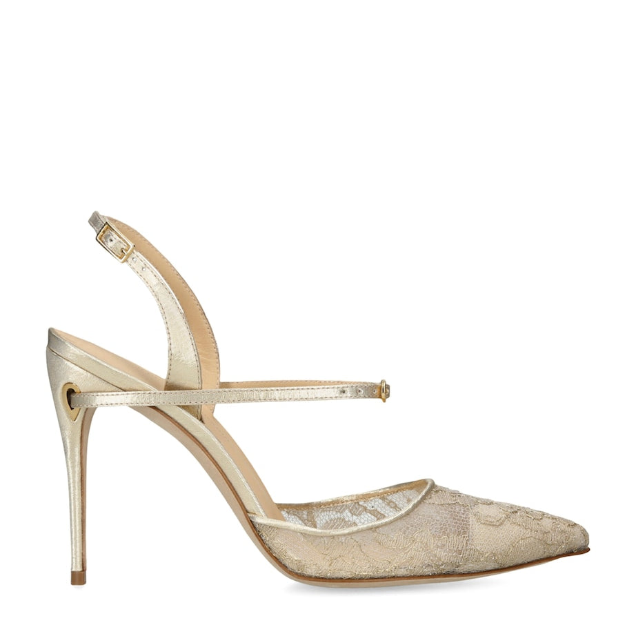 Jennifer Chamandi Lace Vittorio Slingback Heels 105