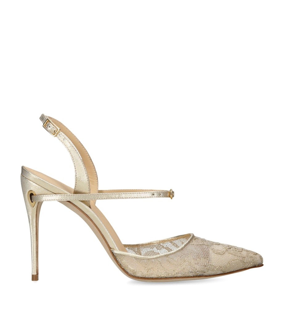 Jennifer Chamandi Lace Vittorio Slingback Heels 105