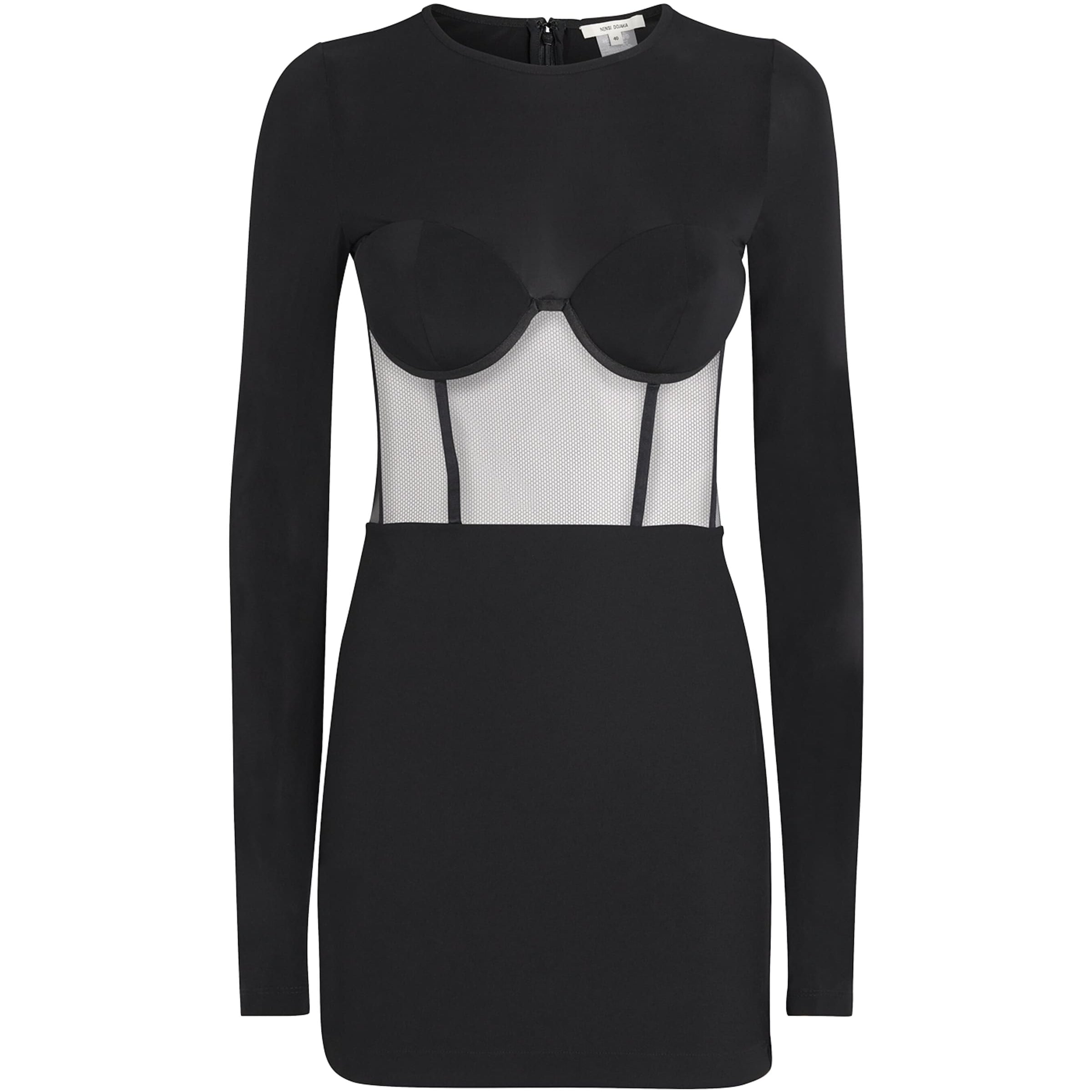 Nensi Dojaka Black Mesh Corseted Mini Dress