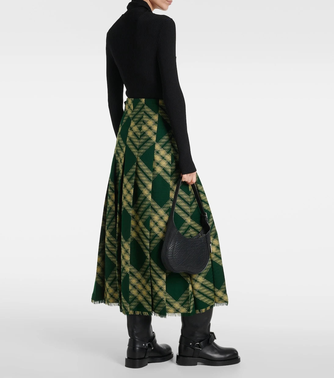 Burberry - Checked high-rise wool midi skirt