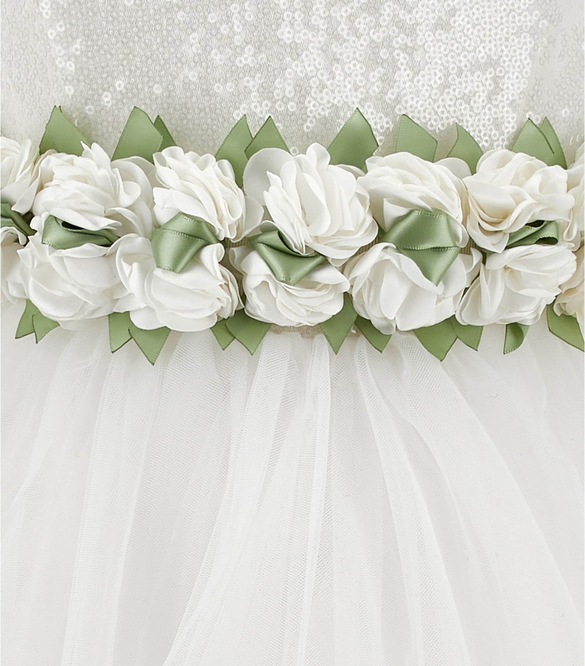 Monnalisa White Sequin-Embellished Dress (2-16 Years)