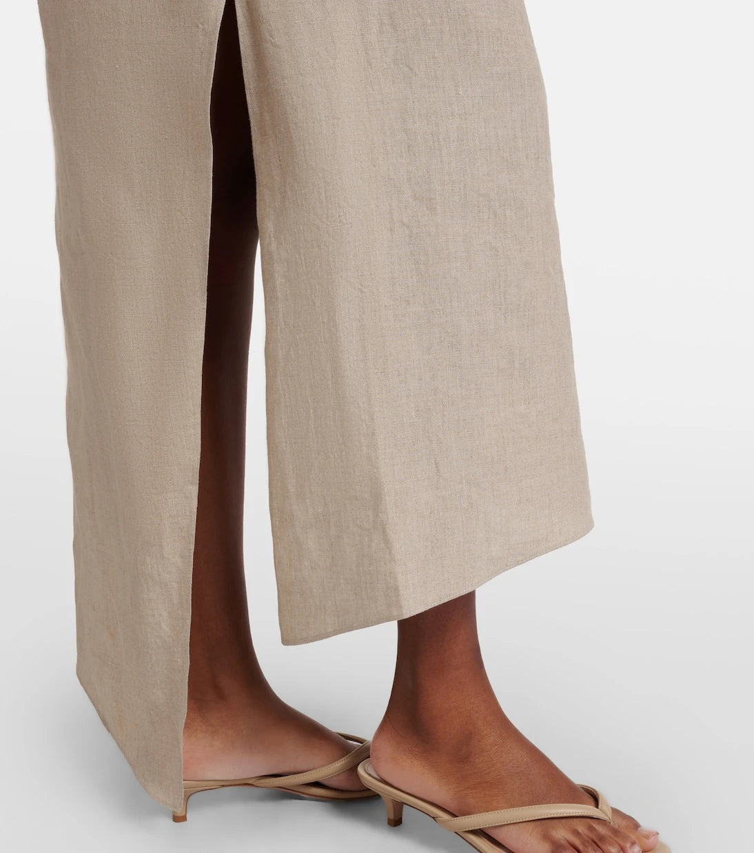 Coperni - Floral-appliqué asymmetric linen maxi dress