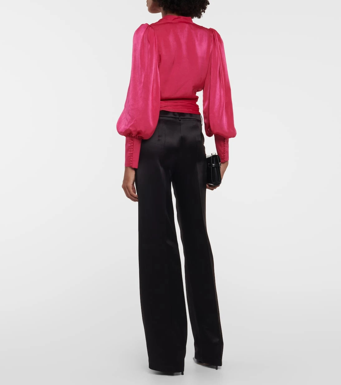 Costarellos - Mouglalis wrap satin blouse