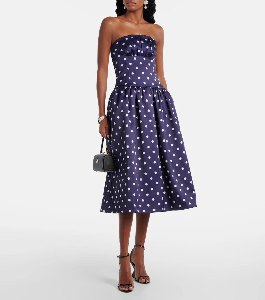 Self-Portrait - Polka-dot strapless cocktail dress