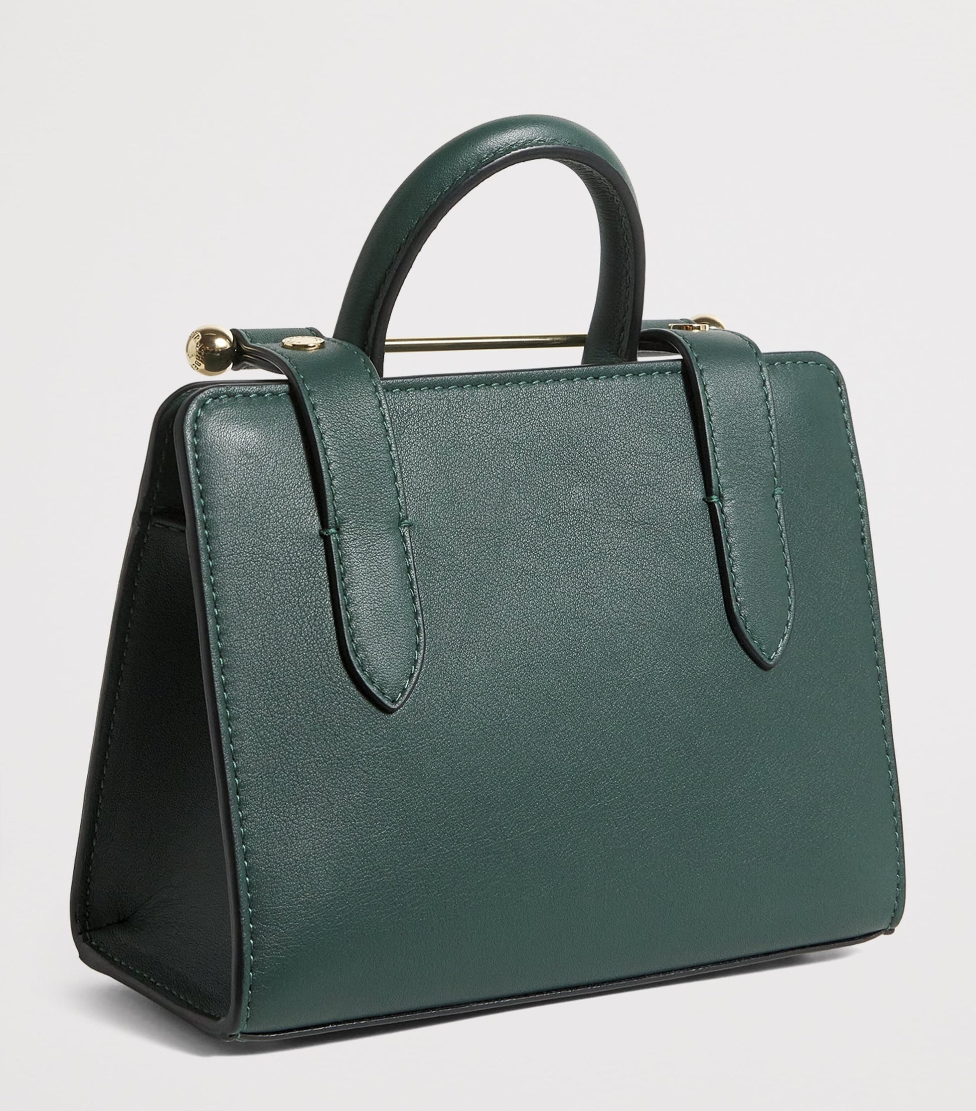 Strathberry Green Leather Nano Tote Bag
