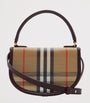 Beige Mini Check Top-Handle Bag