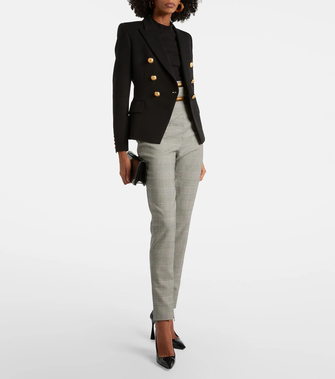 Balmain - Prince of Wales wool-blend slim pants